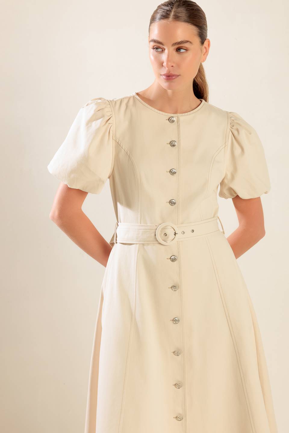 CAPTURED BY THE NIGHT TWILL MIDI DRESS - Concordia Style Boutique