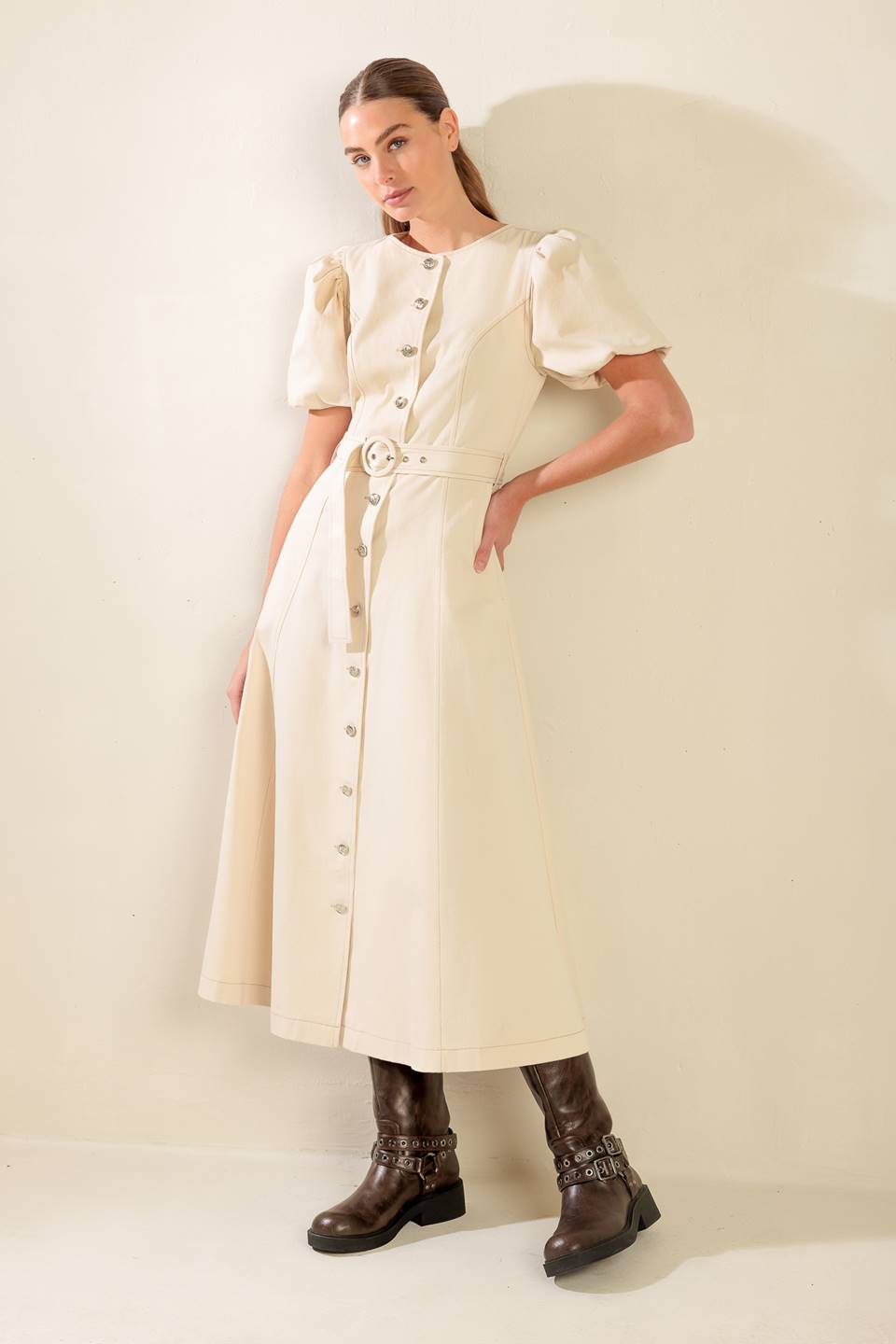 CAPTURED BY THE NIGHT TWILL MIDI DRESS - Concordia Style Boutique