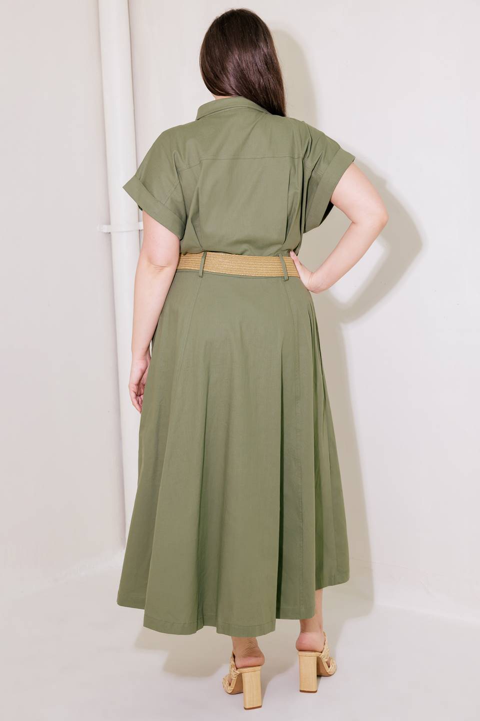 BUILD MY EMPIRE OLIVE WOVEN MIDI DRESS - Concordia Style Boutique