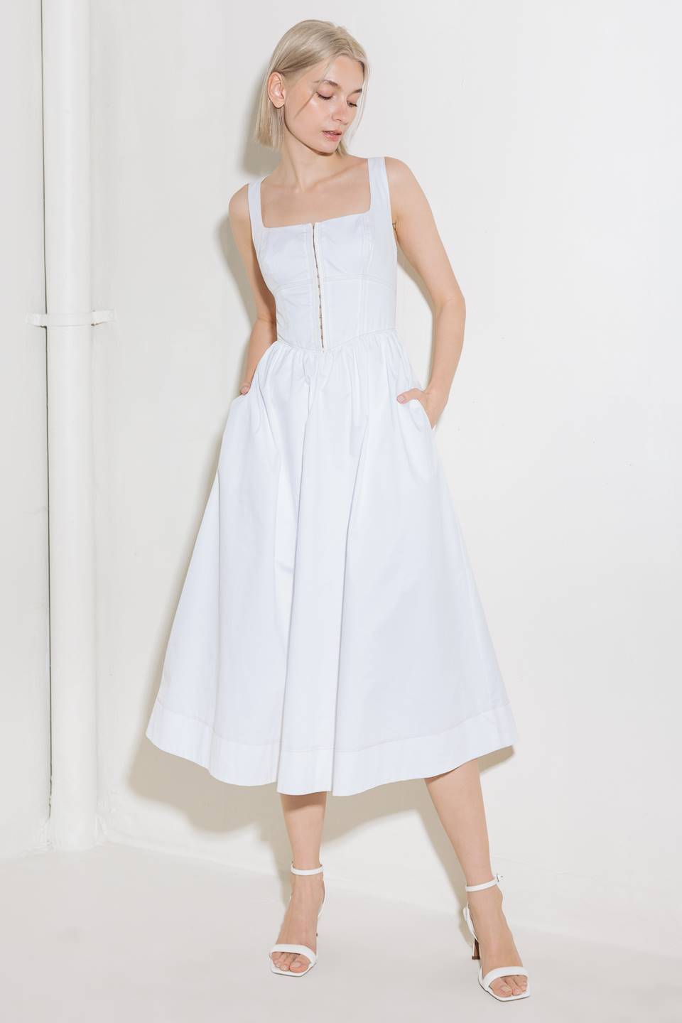 CATCH THE SUN IN WHITE WOVEN MIDI DRESS - Concordia Style Boutique