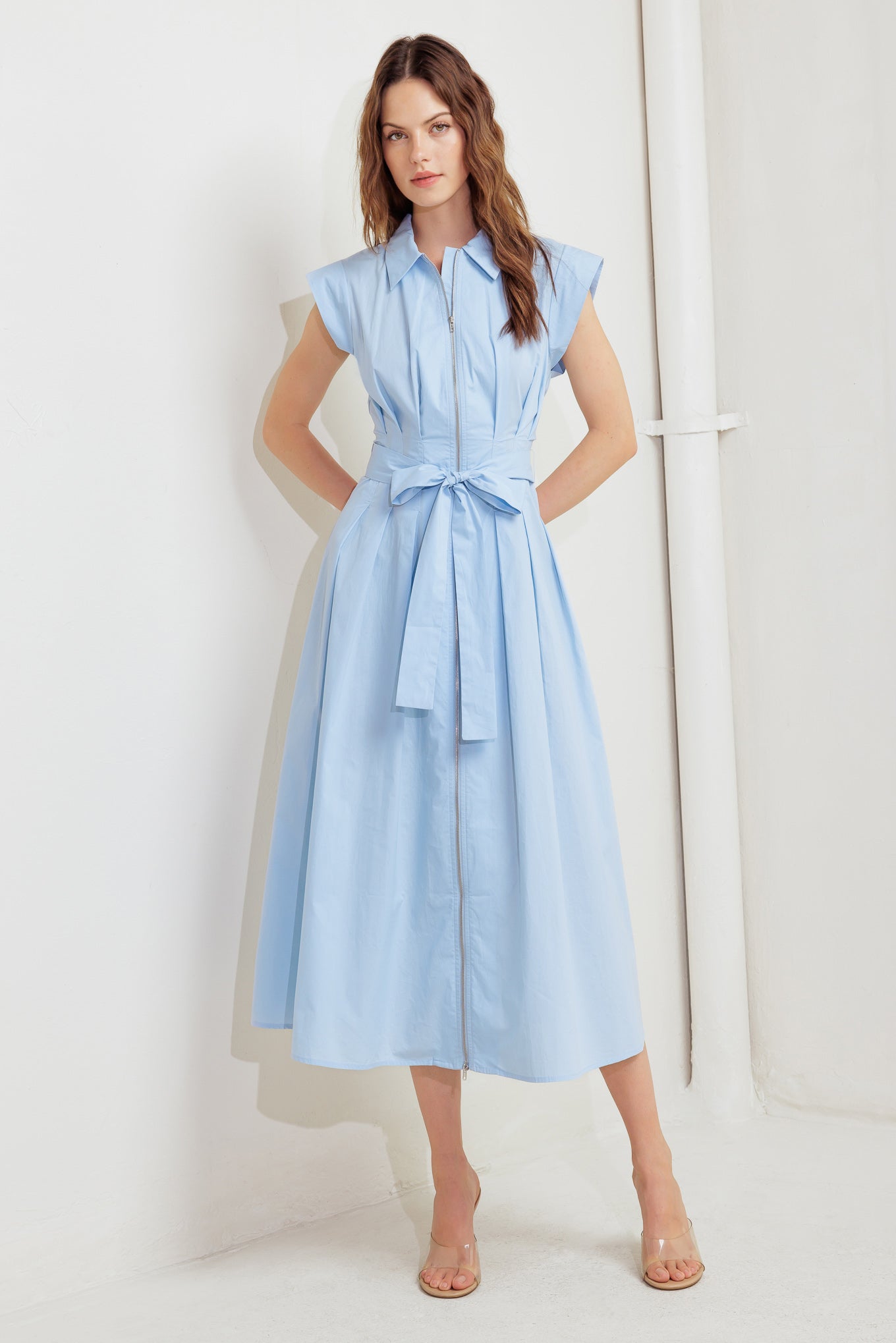 BLUE SERENITY WOVEN MIDI DRESS - Concordia Style Boutique