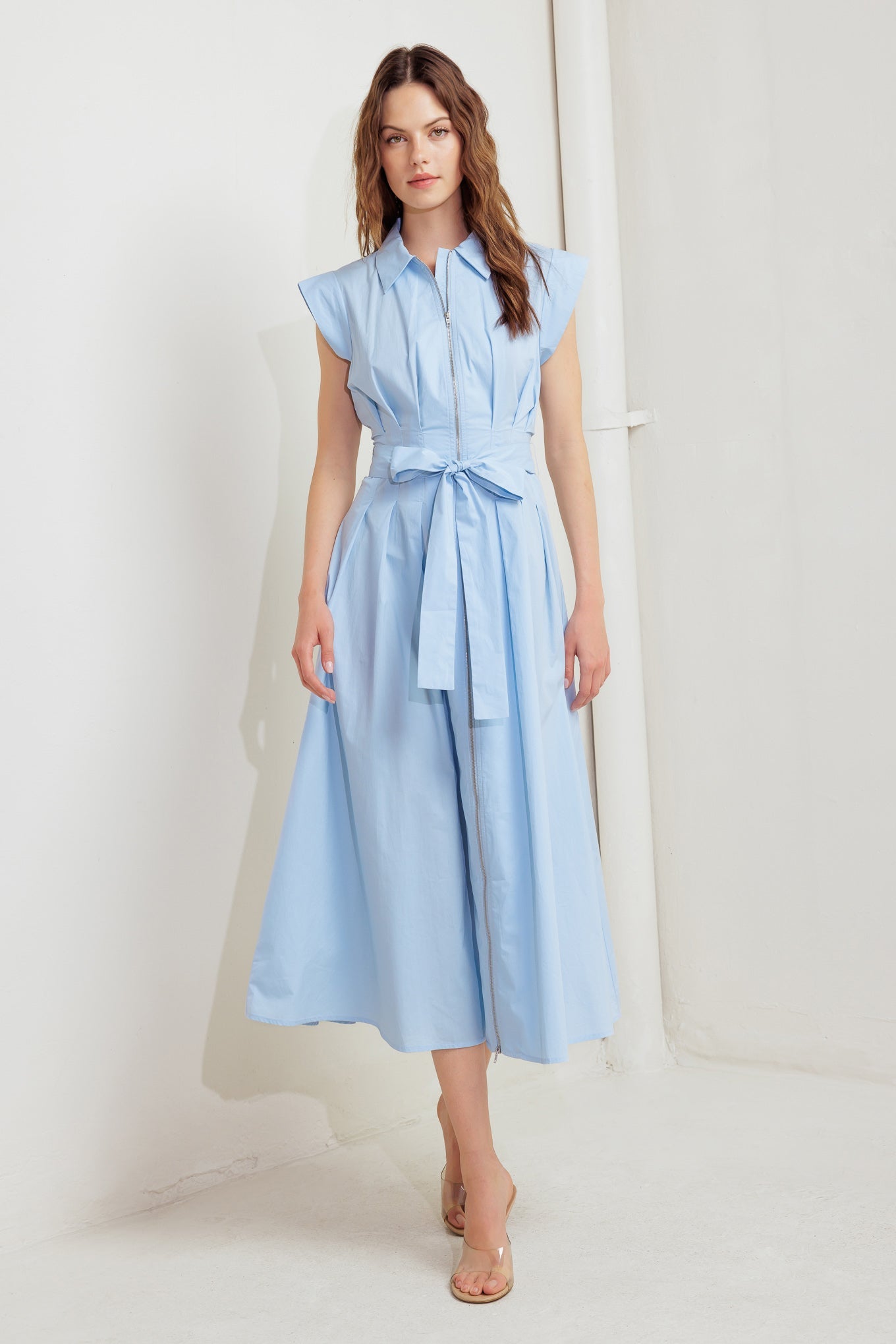 BLUE SERENITY WOVEN MIDI DRESS - Concordia Style Boutique