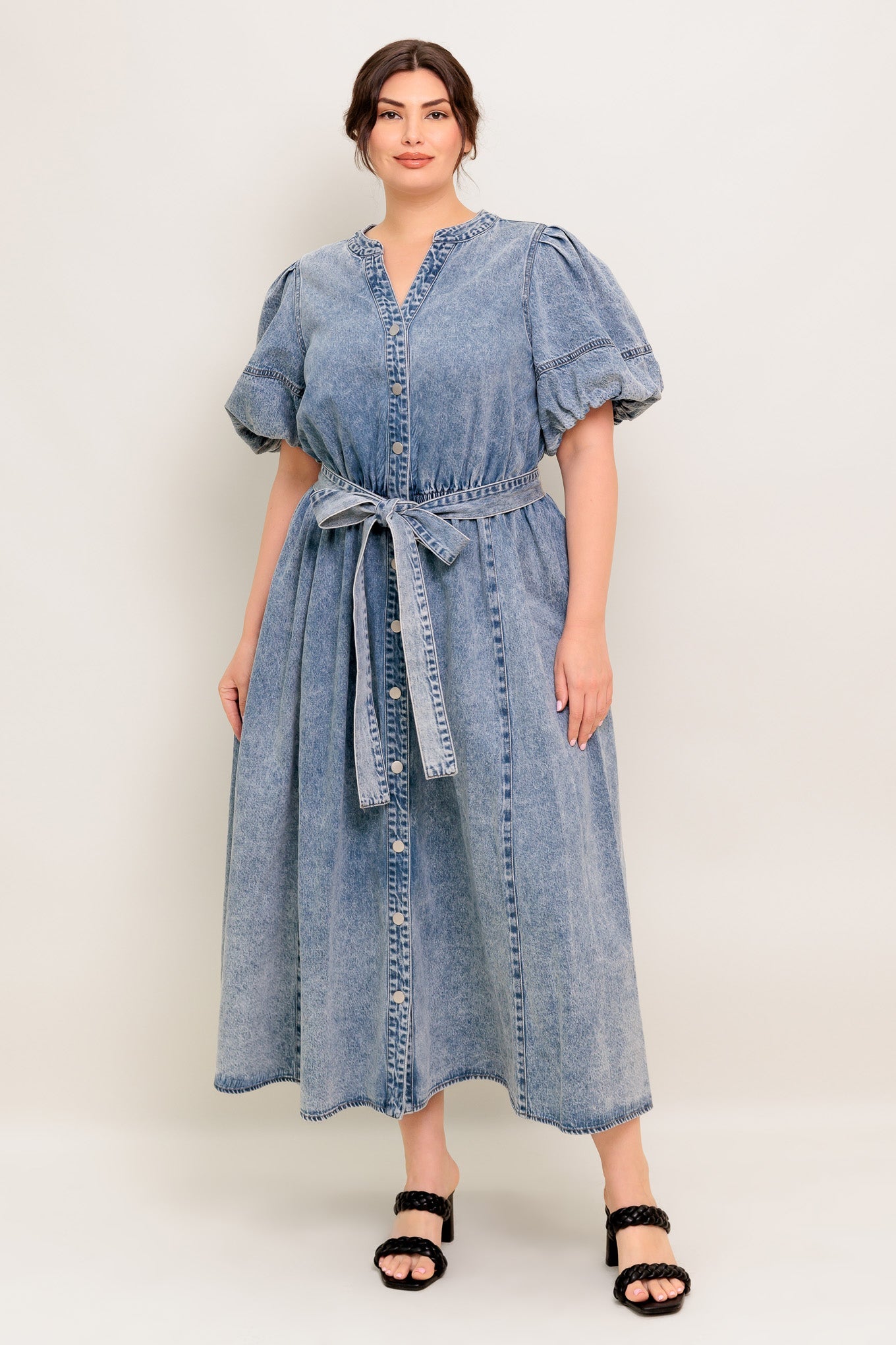 BAREFORM LIGHT DENIM MIDI DRESS - Concordia Style Boutique