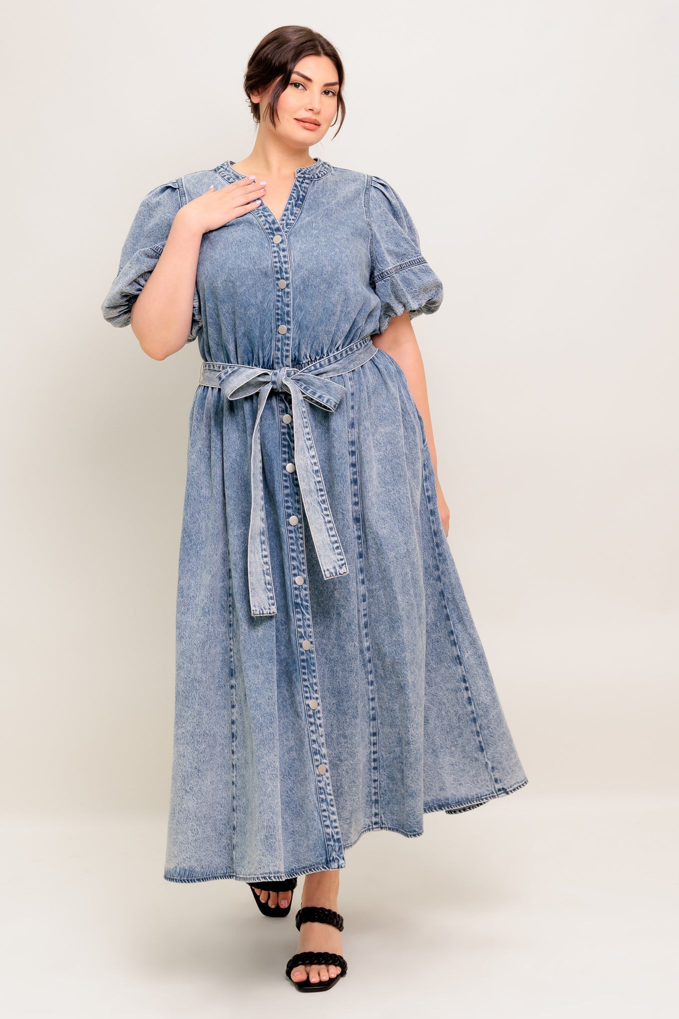 BAREFORM LIGHT DENIM MIDI DRESS - Concordia Style Boutique