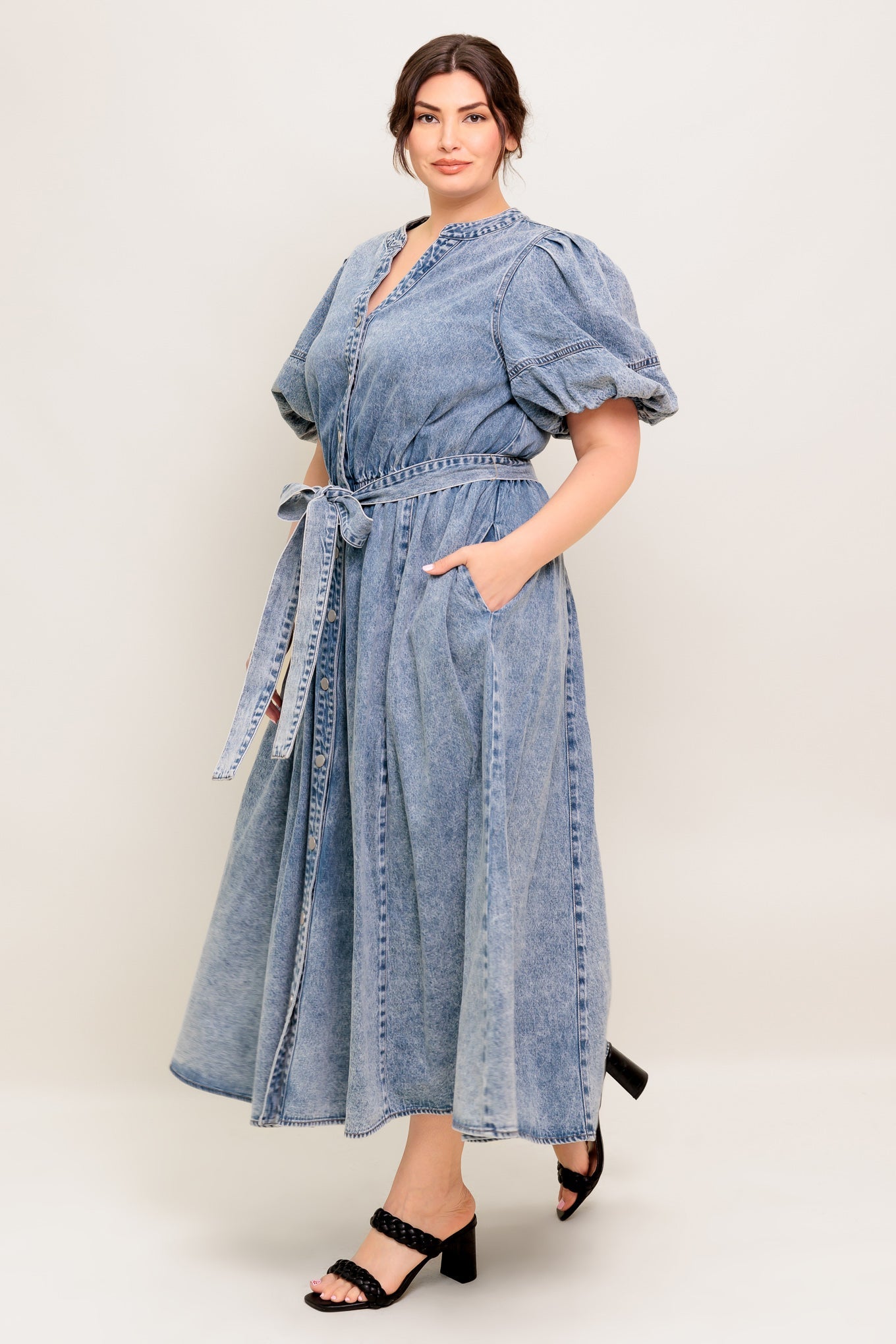 BAREFORM LIGHT DENIM MIDI DRESS - Concordia Style Boutique
