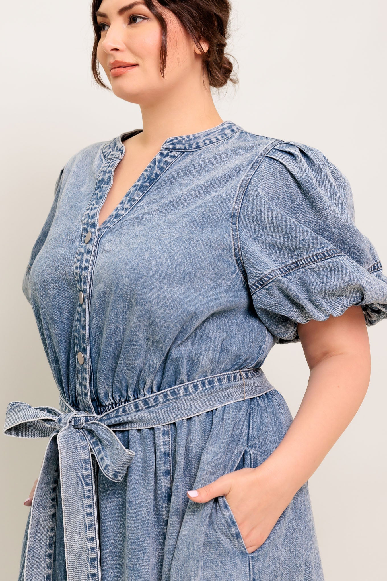 BAREFORM LIGHT DENIM MIDI DRESS - Concordia Style Boutique