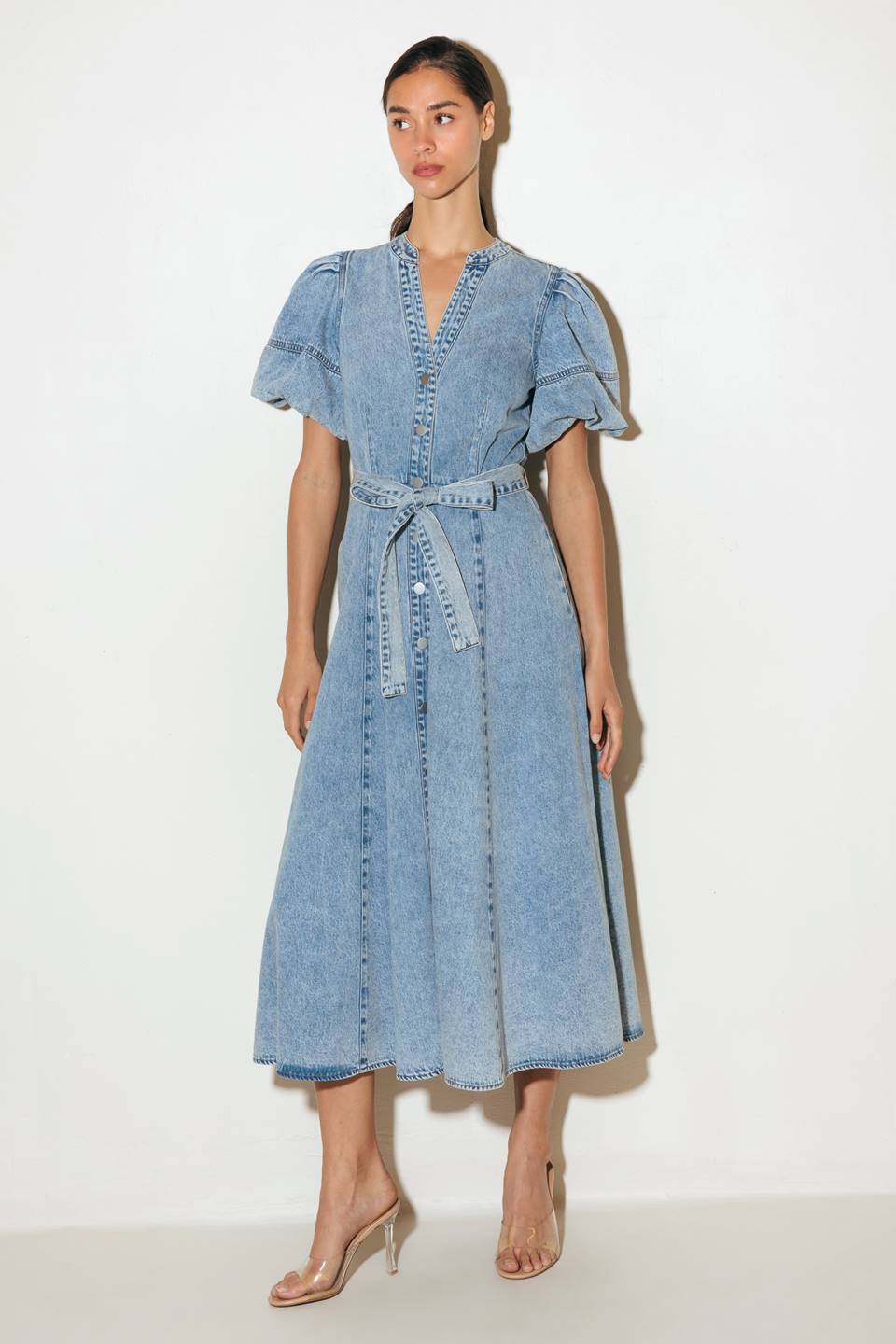 BAREFORM LIGHT DENIM MIDI DRESS - Concordia Style Boutique