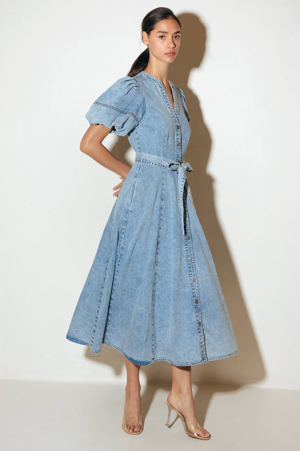 BAREFORM LIGHT DENIM MIDI DRESS - Concordia Style Boutique