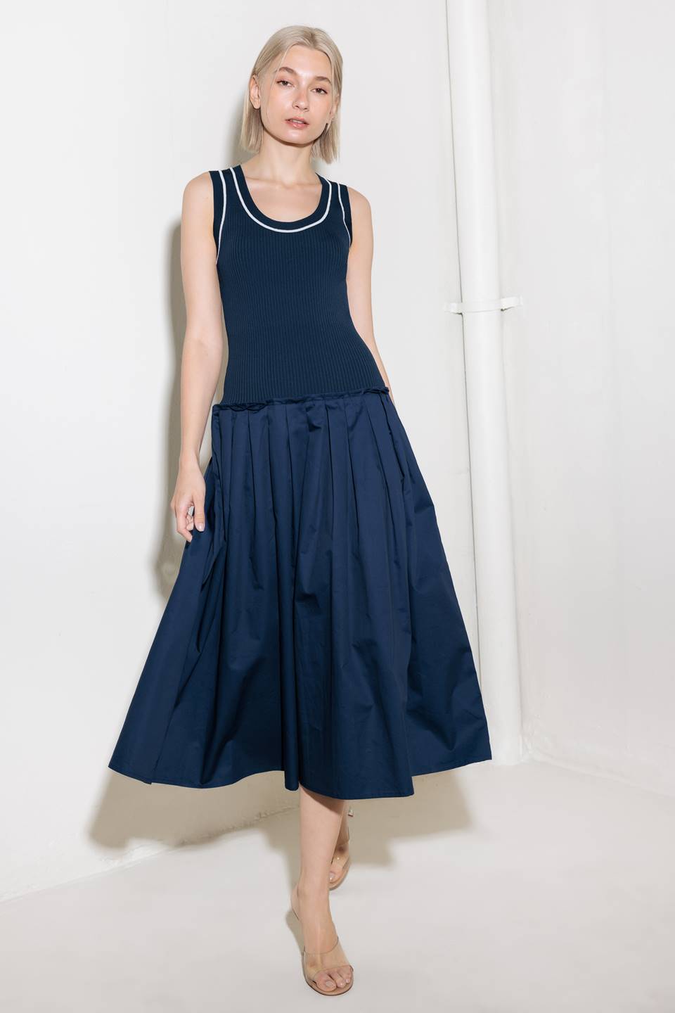 CELEBRATE EVERYDAY NAVY DRESS - Concordia Style Boutique