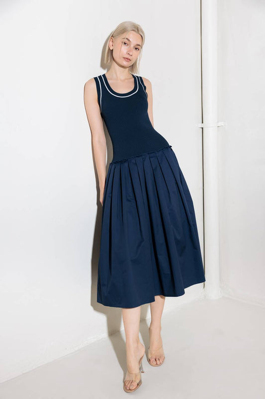 CELEBRATE EVERYDAY NAVY DRESS - Concordia Style Boutique