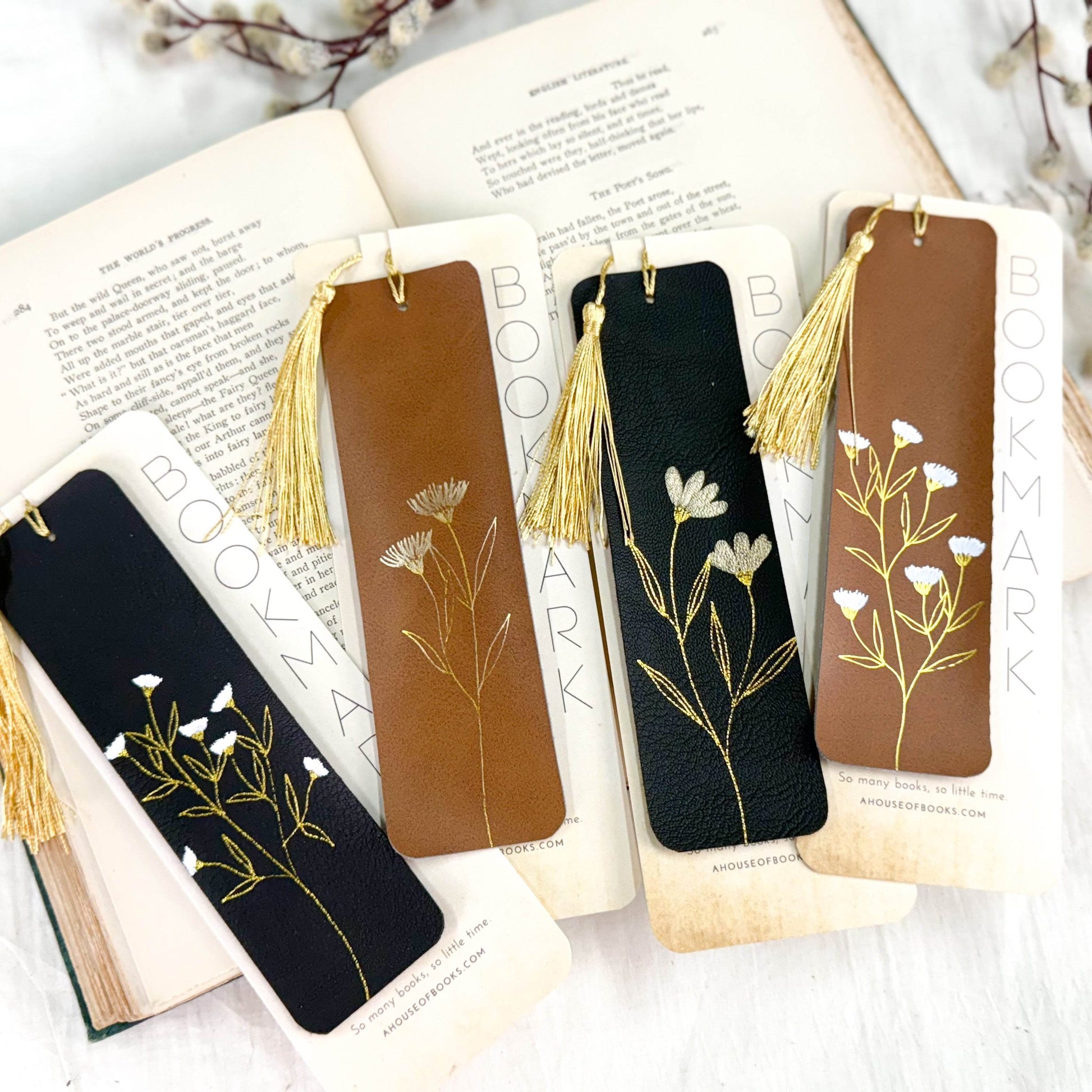 Leather Tassel Bookmarks-Floral - Concordia Style Boutique