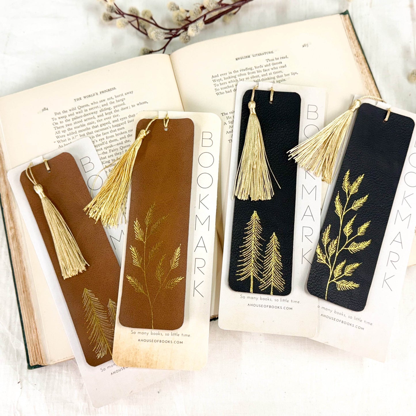 Leather Tassel Bookmarks- Trees - Concordia Style Boutique