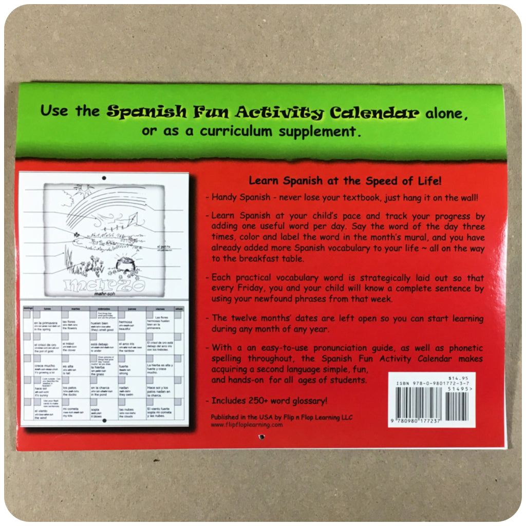 Spanish Fun Activity Calendar Level 1