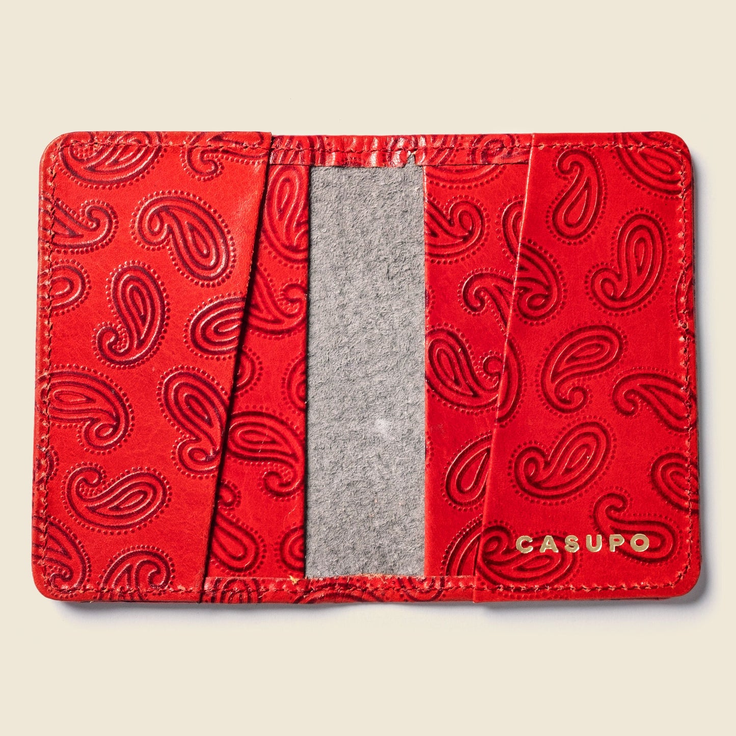 Compact Bifold with RFID Protection - Red Paisley