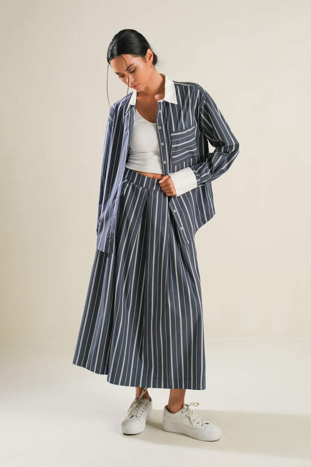 BEHIND THE GRIN WOVEN MIDI SKIRT - Concordia Style Boutique