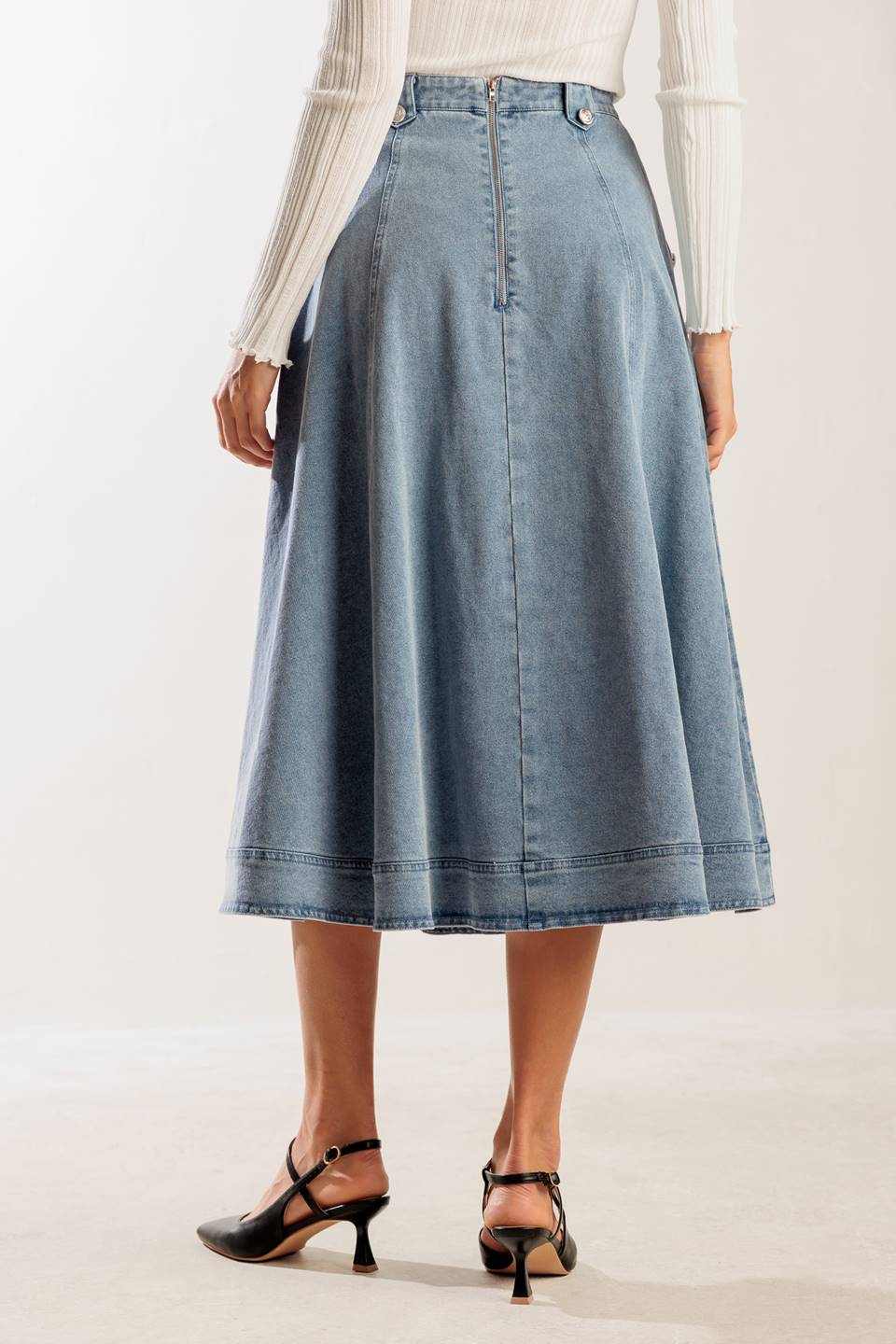 AT FIRST GLANCE DENIM MIDI SKIRT - Concordia Style Boutique