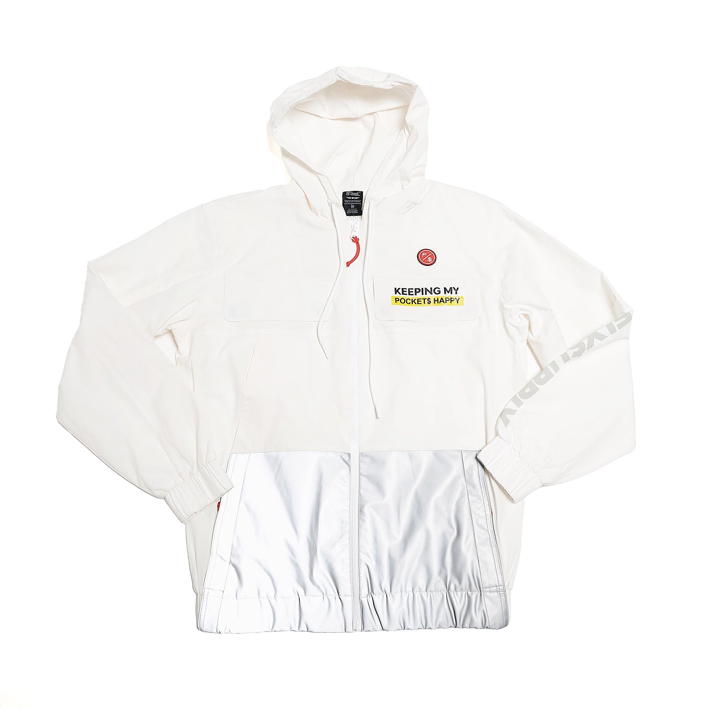 Happy Pockets Windbreaker Zip-Up Jacket (White) - Concordia Style Boutique
