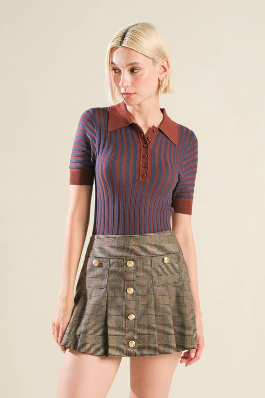 BLISSFUL STROLLS SWEATER POLO TOP - Concordia Style Boutique