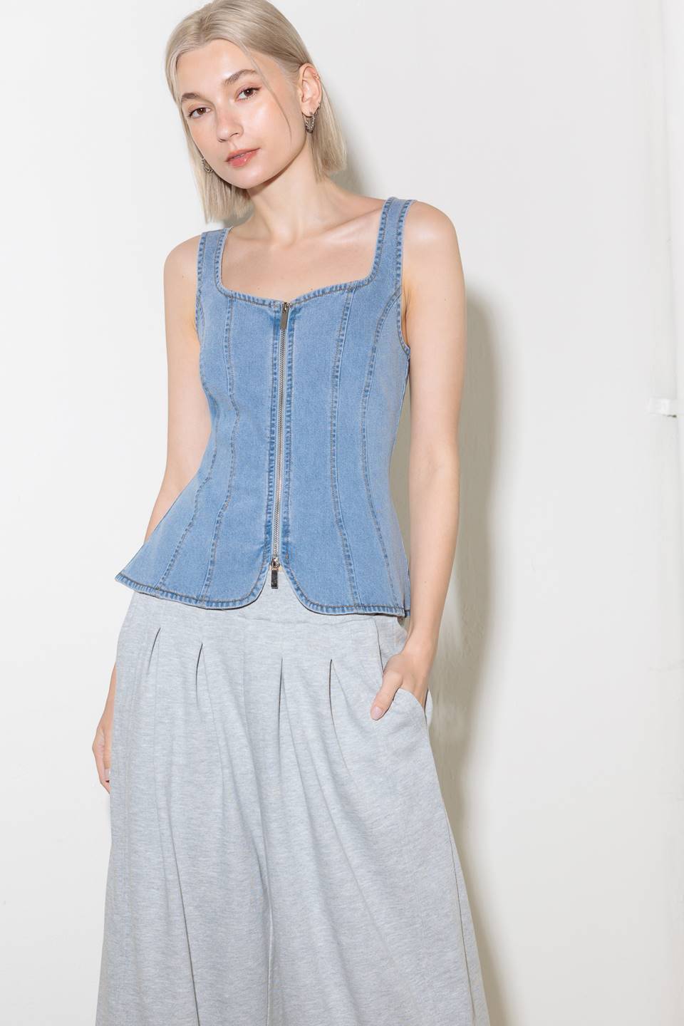 ALMOST ANGELIC LIGHT INDIGO DENIM TOP - Concordia Style Boutique