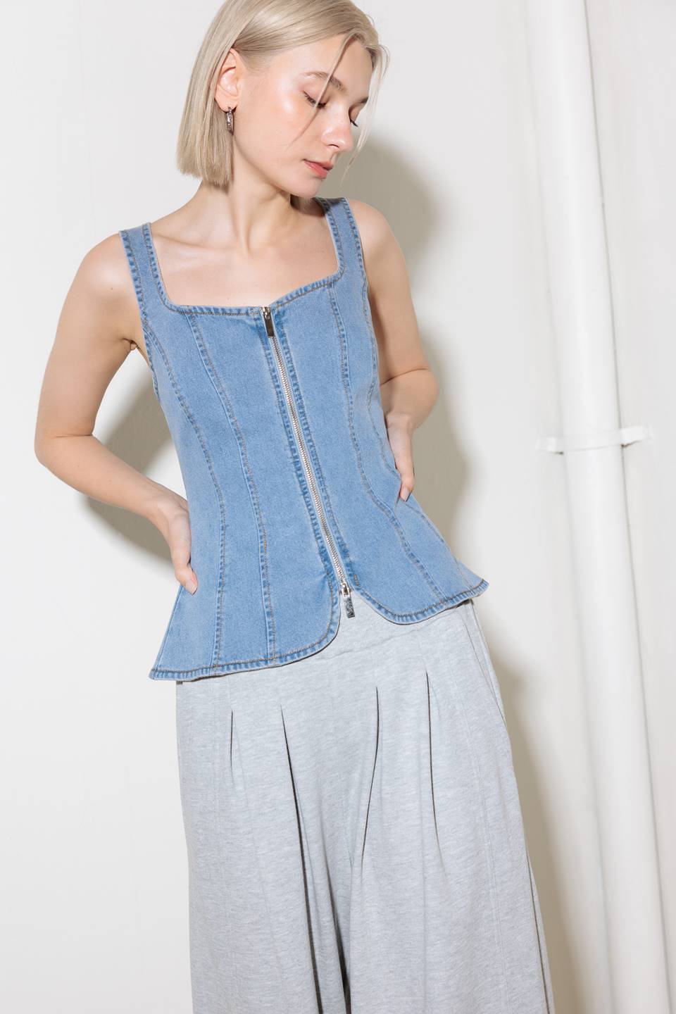 ALMOST ANGELIC LIGHT INDIGO DENIM TOP - Concordia Style Boutique