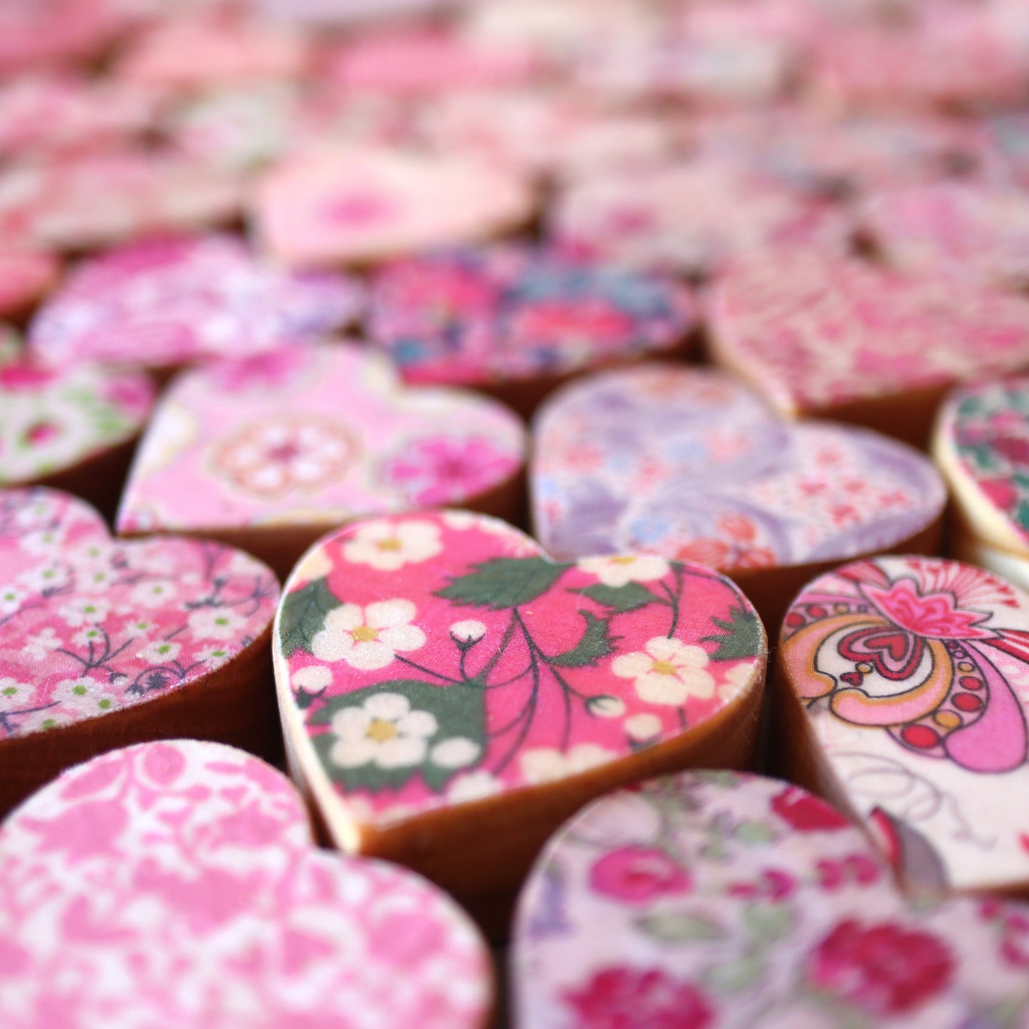 Fabric-Faced Wooden Hearts