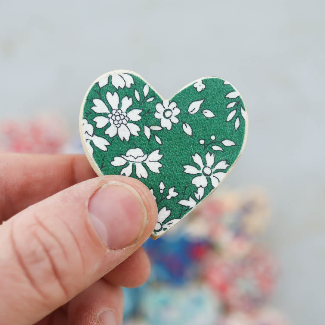 Fabric-Faced Wooden Hearts