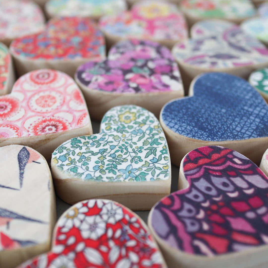 Fabric-Faced Wooden Hearts