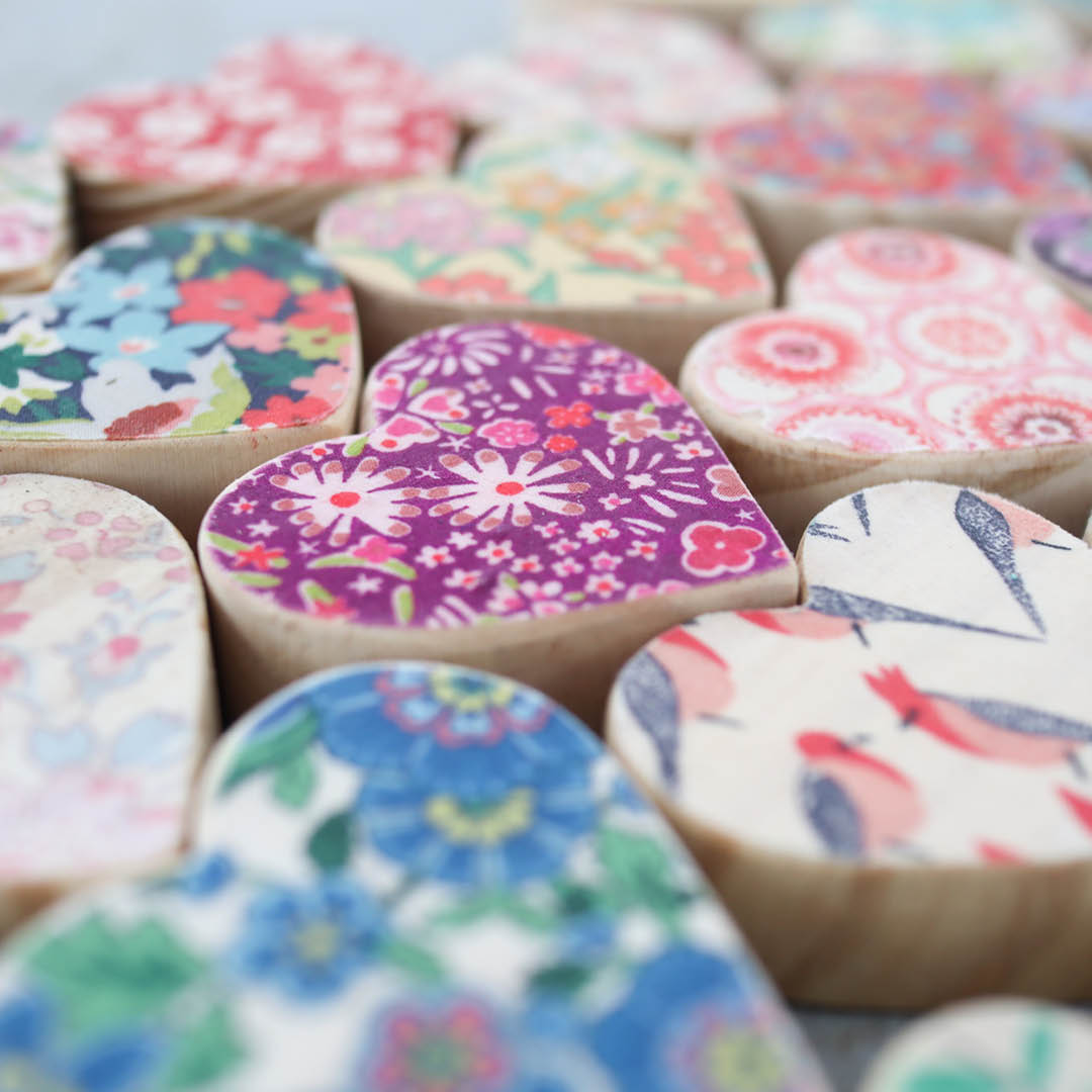 Fabric-Faced Wooden Hearts