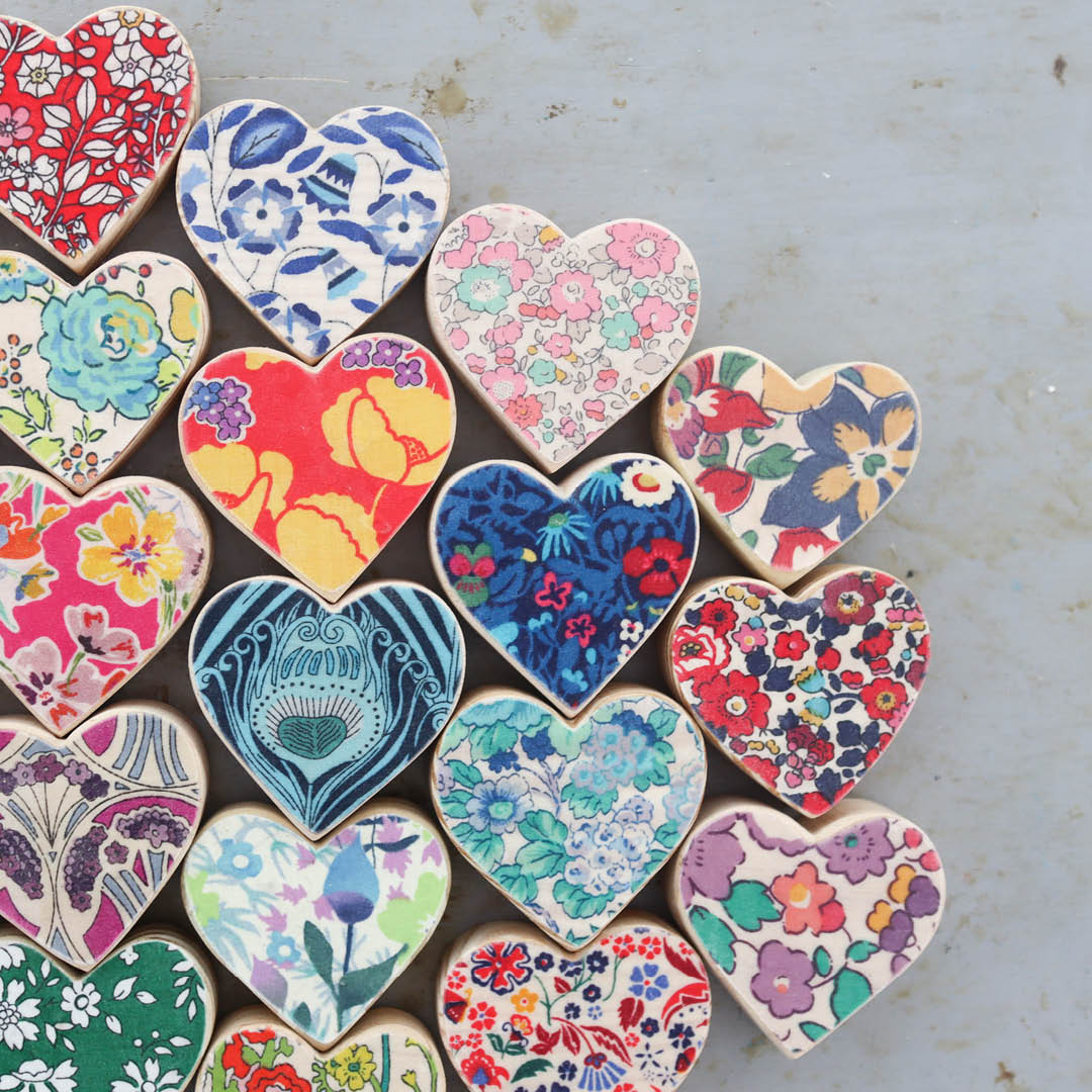 Fabric-Faced Wooden Hearts