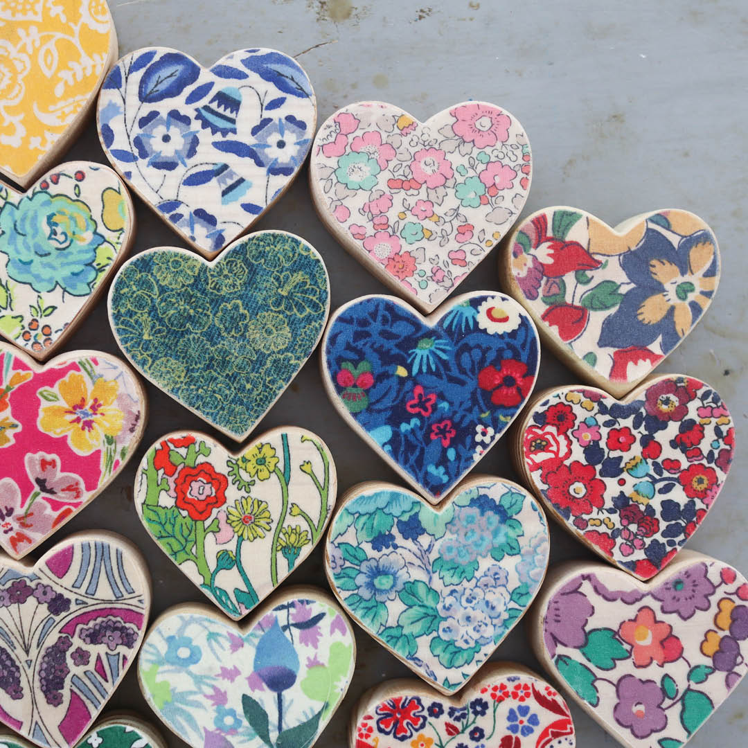 Fabric-Faced Wooden Hearts