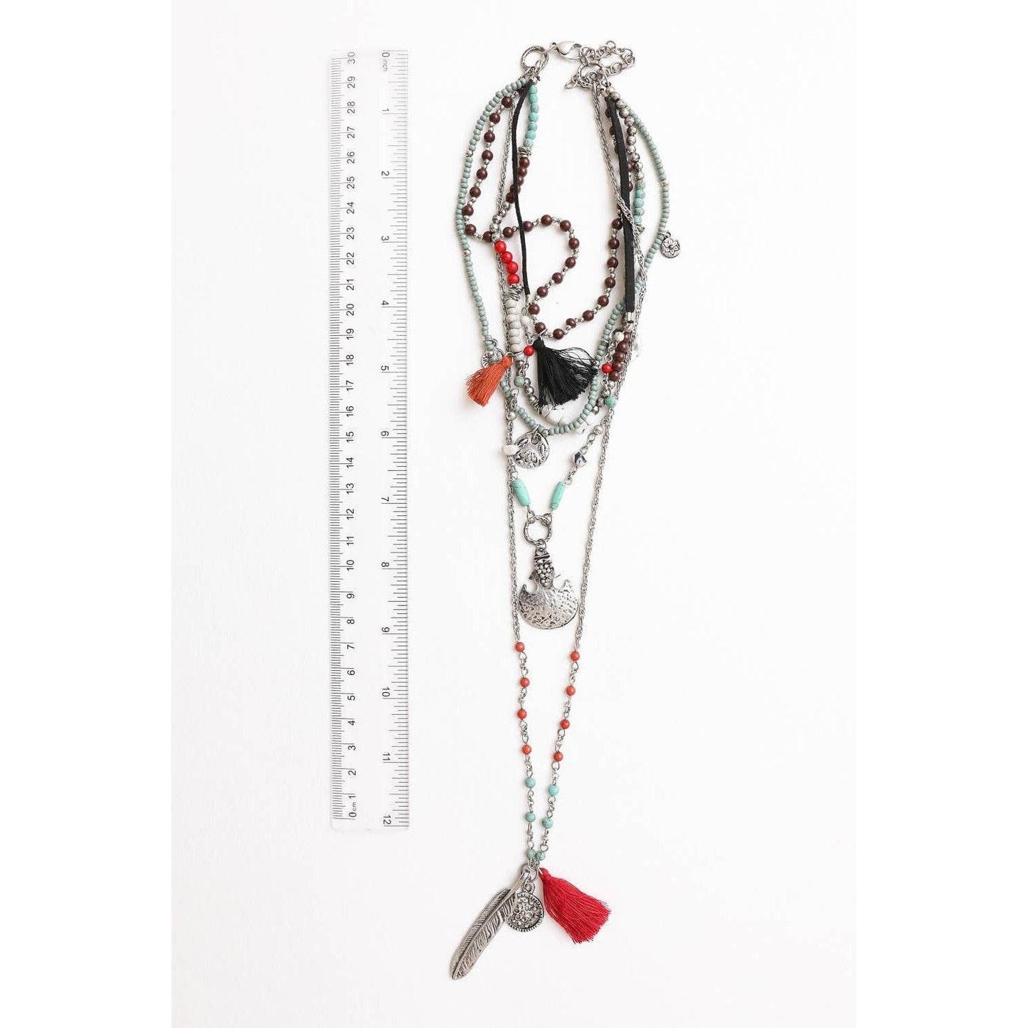 Feather Fringe Multi-Layered Necklace | Handmade Bohemian Style - Concordia Style Boutique