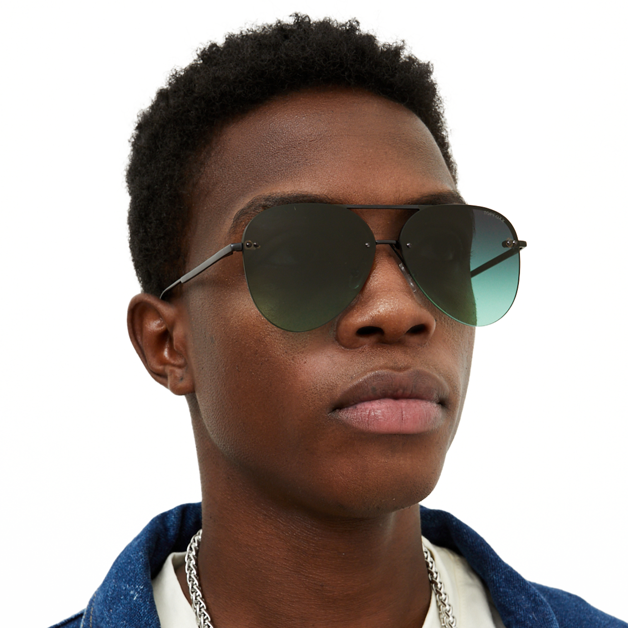 Smaller Megan 2 - Dark Green Metal Aviator Sunglasses - Concordia Style Boutique