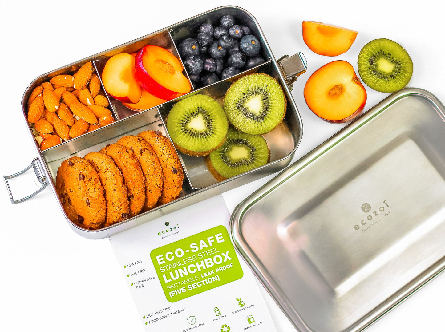 Stainless Steel Lunch Box, 5 Compartment, Leak Proof, 50 Oz - Concordia Style Boutique