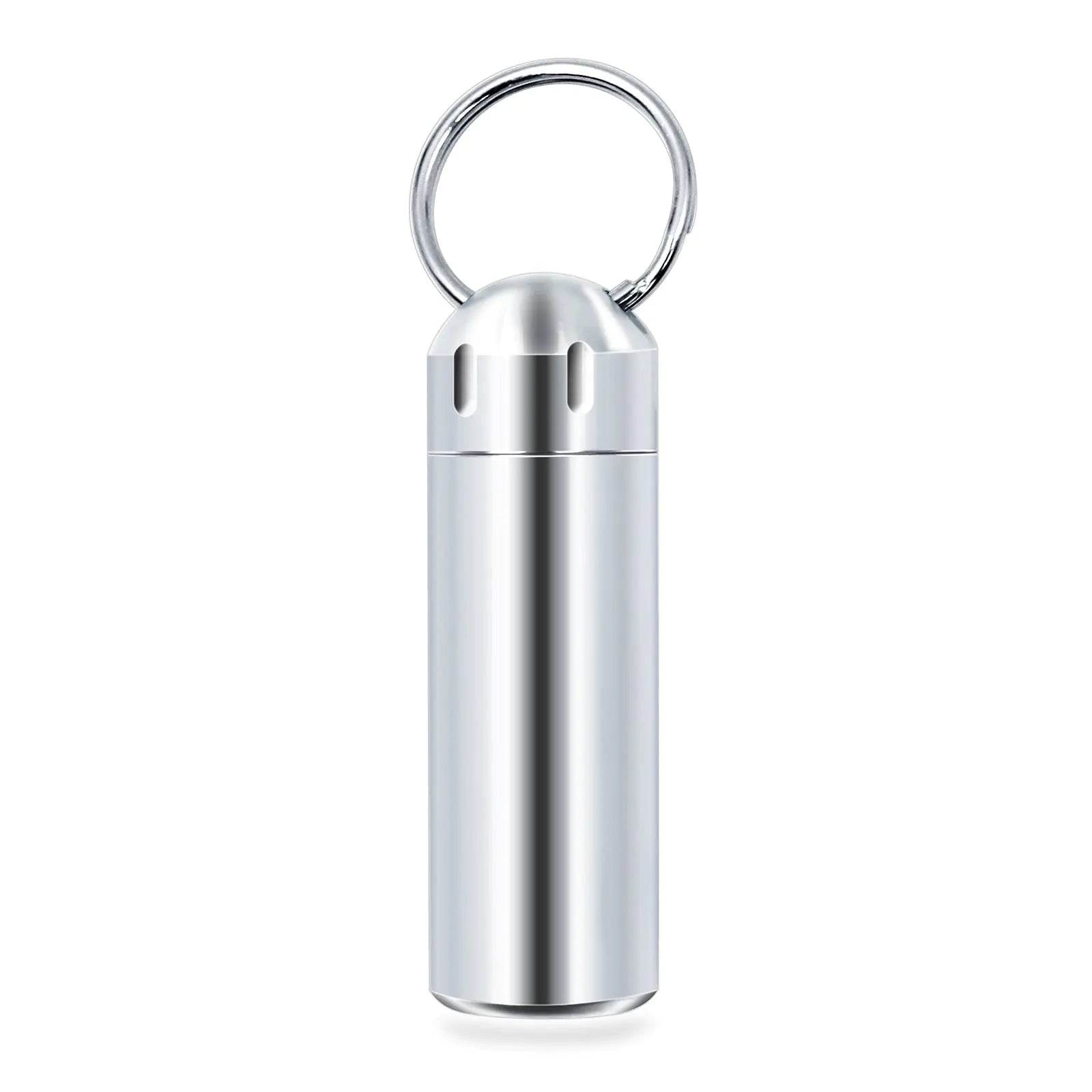 Pill Box Keychain - Waterproof - Single Chamber - Stainless Steel Pill Organizer for Outdoor Travel and Camping - Concordia Style Boutique