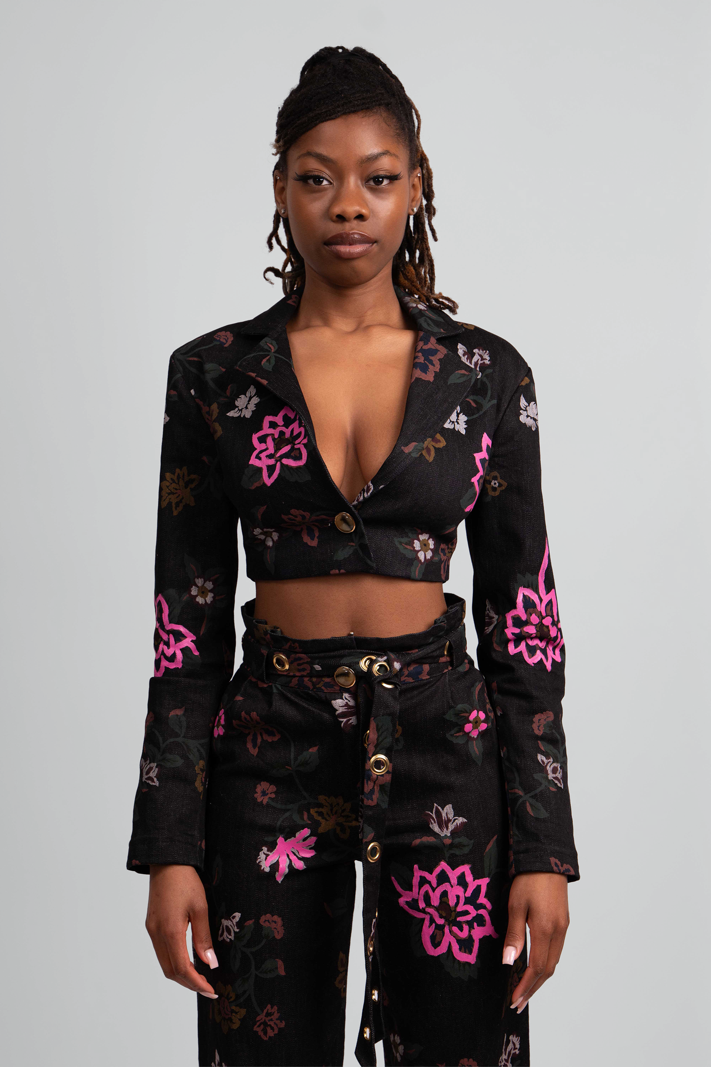 Flora Fitted Cropped Denim Set