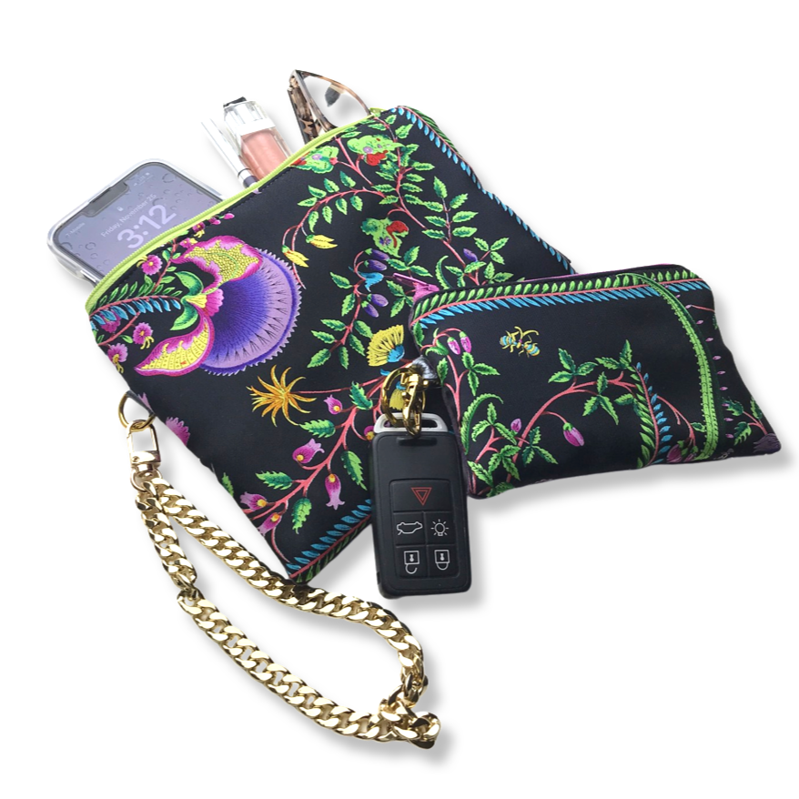 Flora Nero Vintage Silk Scarf Coffee Run Keychain Bag