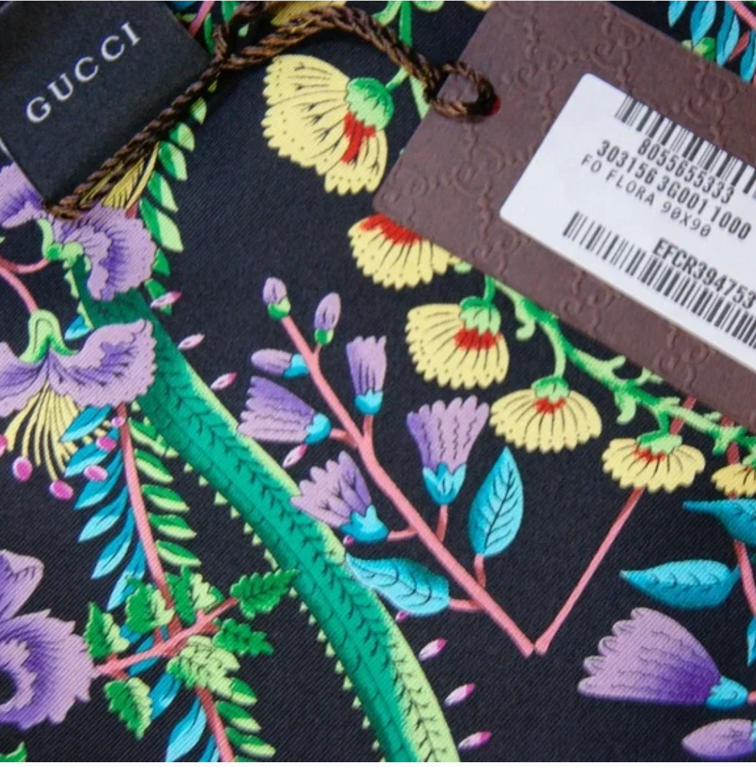 Flora Nero Vintage Silk Scarf Coffee Run Keychain Bag