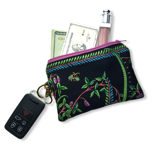 Flora Nero Vintage Silk Scarf Coffee Run Keychain Bag