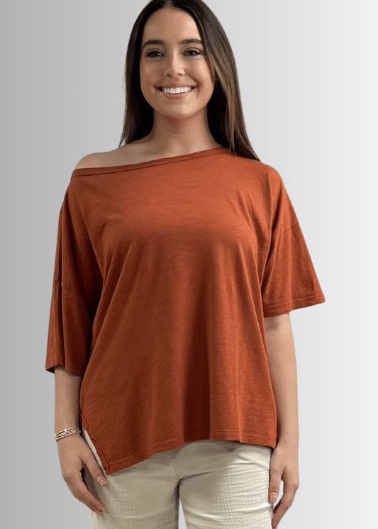 Aubree Cotton Garment Dyed Slub Top in Gingerbread - Concordia Style Boutique