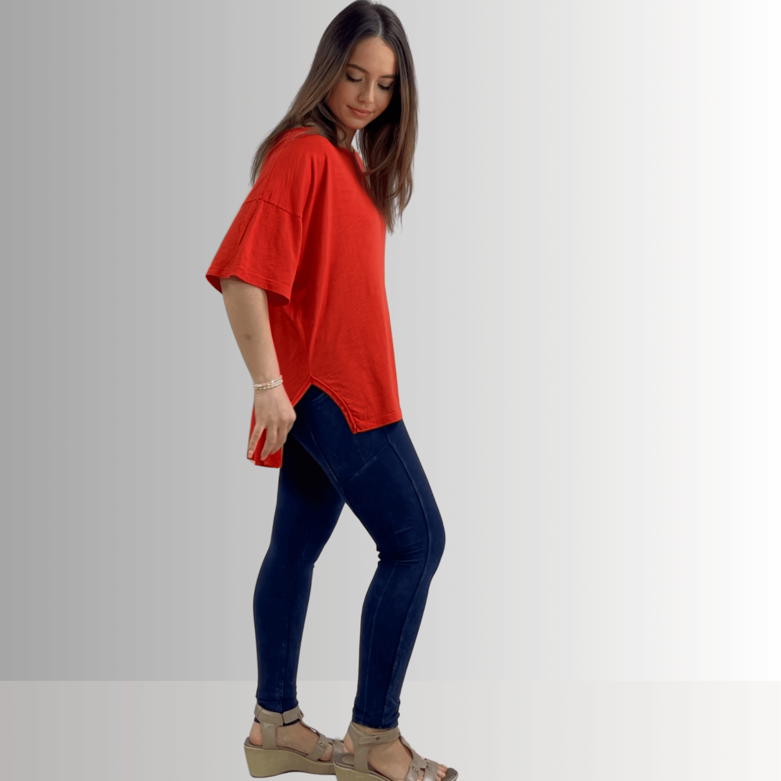 Aubree Cotton Garment Dyed Slub Top in Crimson Red - Concordia Style Boutique