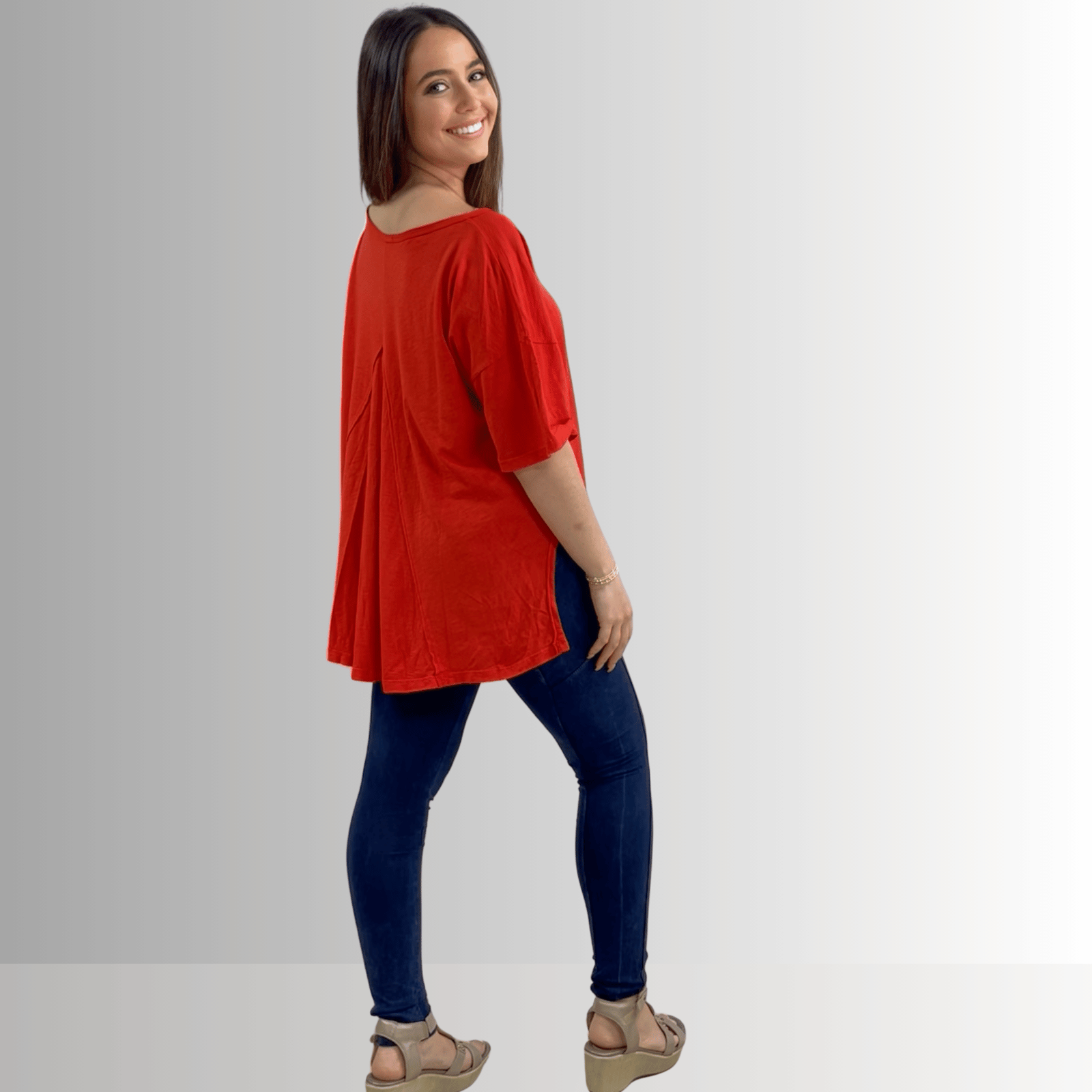 Aubree Cotton Garment Dyed Slub Top in Crimson Red - Concordia Style Boutique