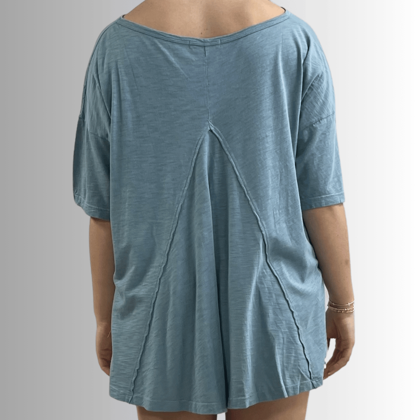 Aubree Cotton Garment Dyed Slub Top in Light Steel Blue - Concordia Style Boutique