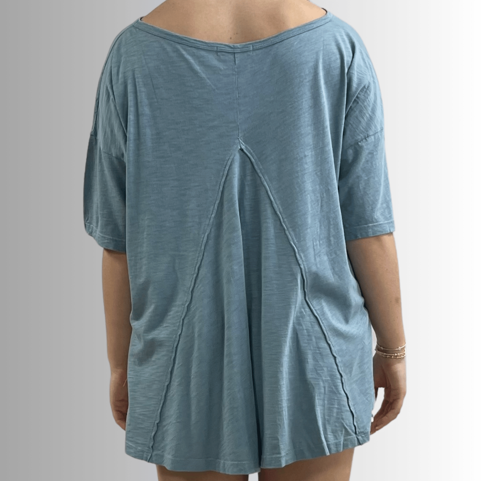 Aubree Cotton Garment Dyed Slub Top in Light Steel Blue - Concordia Style Boutique