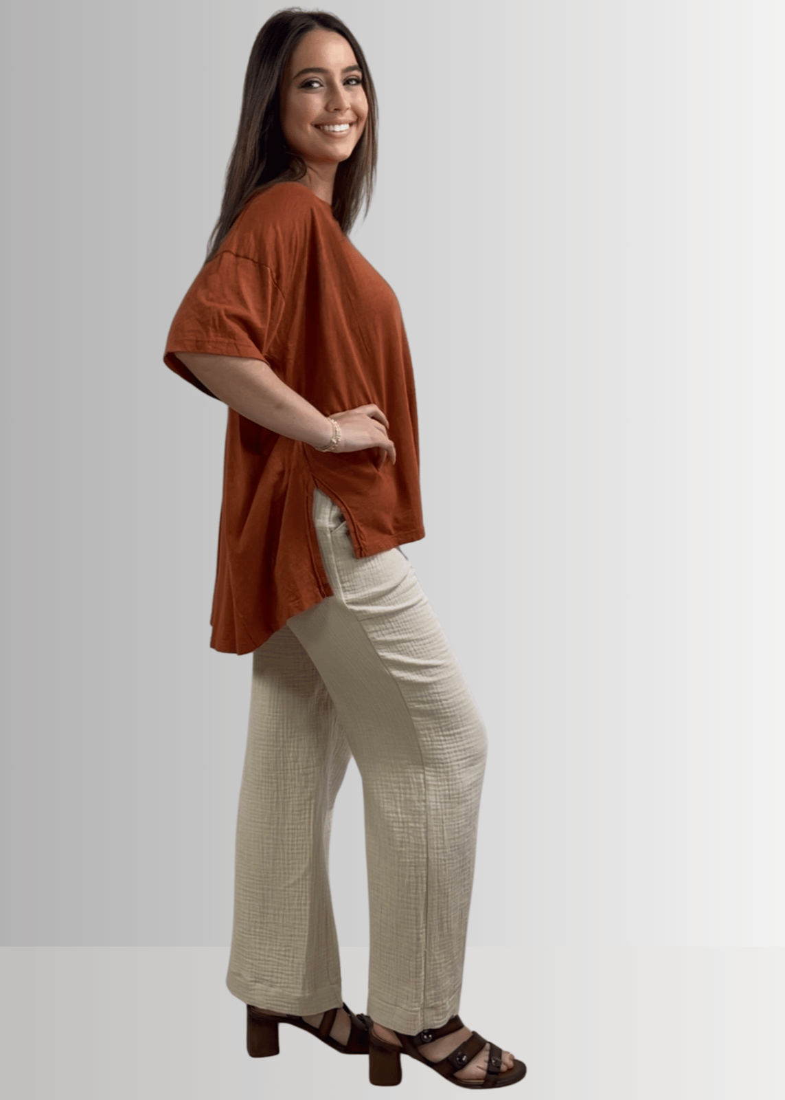 Aubree Cotton Garment Dyed Slub Top in Gingerbread - Concordia Style Boutique