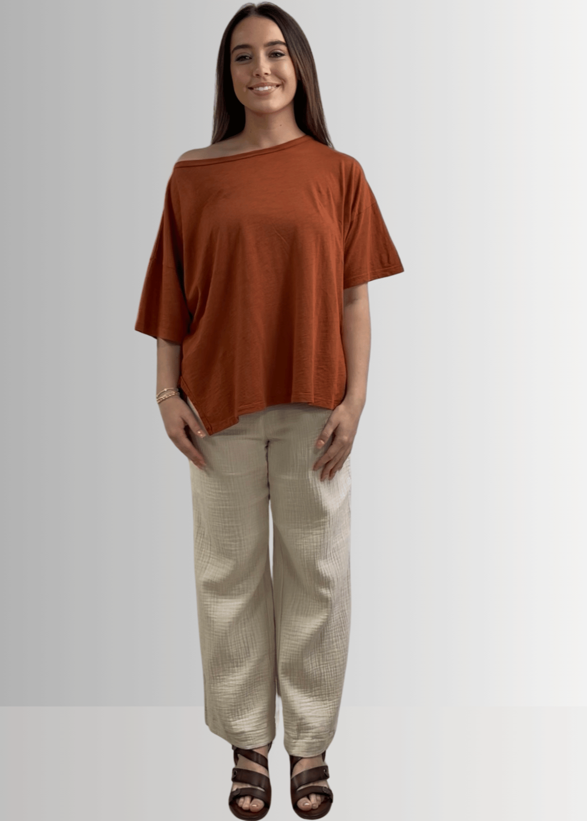 Aubree Cotton Garment Dyed Slub Top in Gingerbread - Concordia Style Boutique