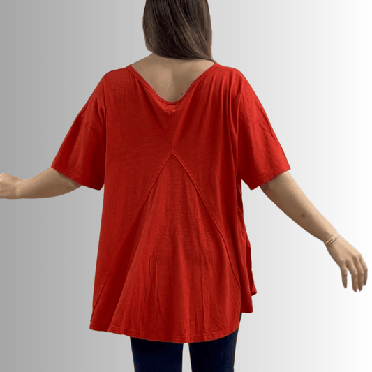 Aubree Cotton Garment Dyed Slub Top in Crimson Red - Concordia Style Boutique