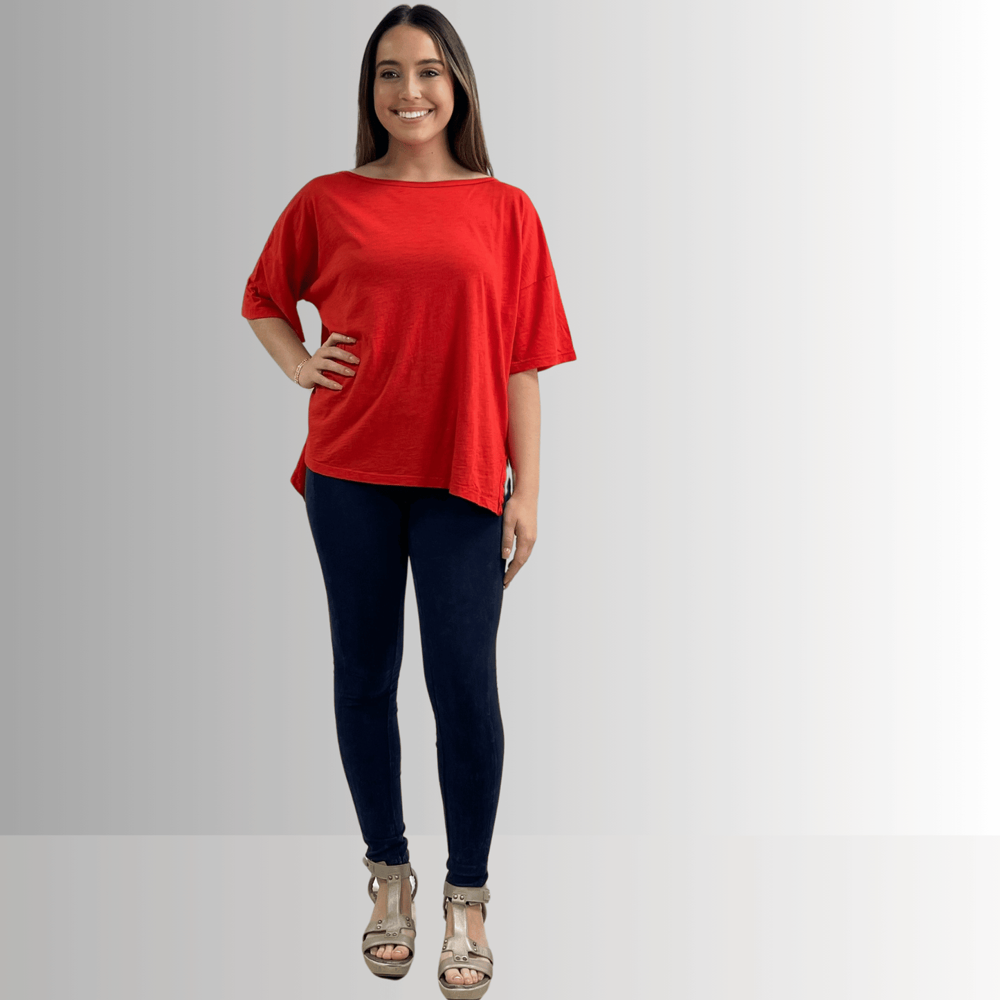 Aubree Cotton Garment Dyed Slub Top in Crimson Red - Concordia Style Boutique