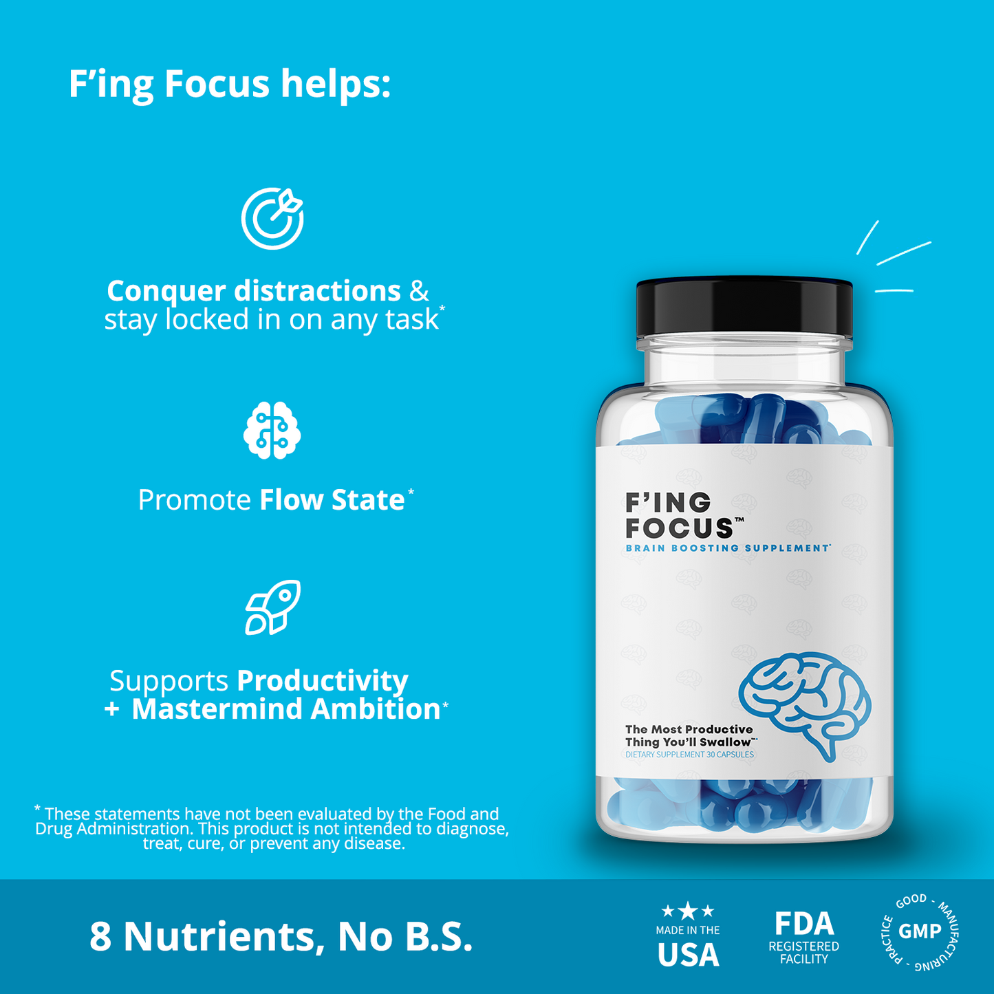 F'ing Focus - Best Nootropics for Mental Clarity, Focusing & Productivity - Concordia Style Boutique