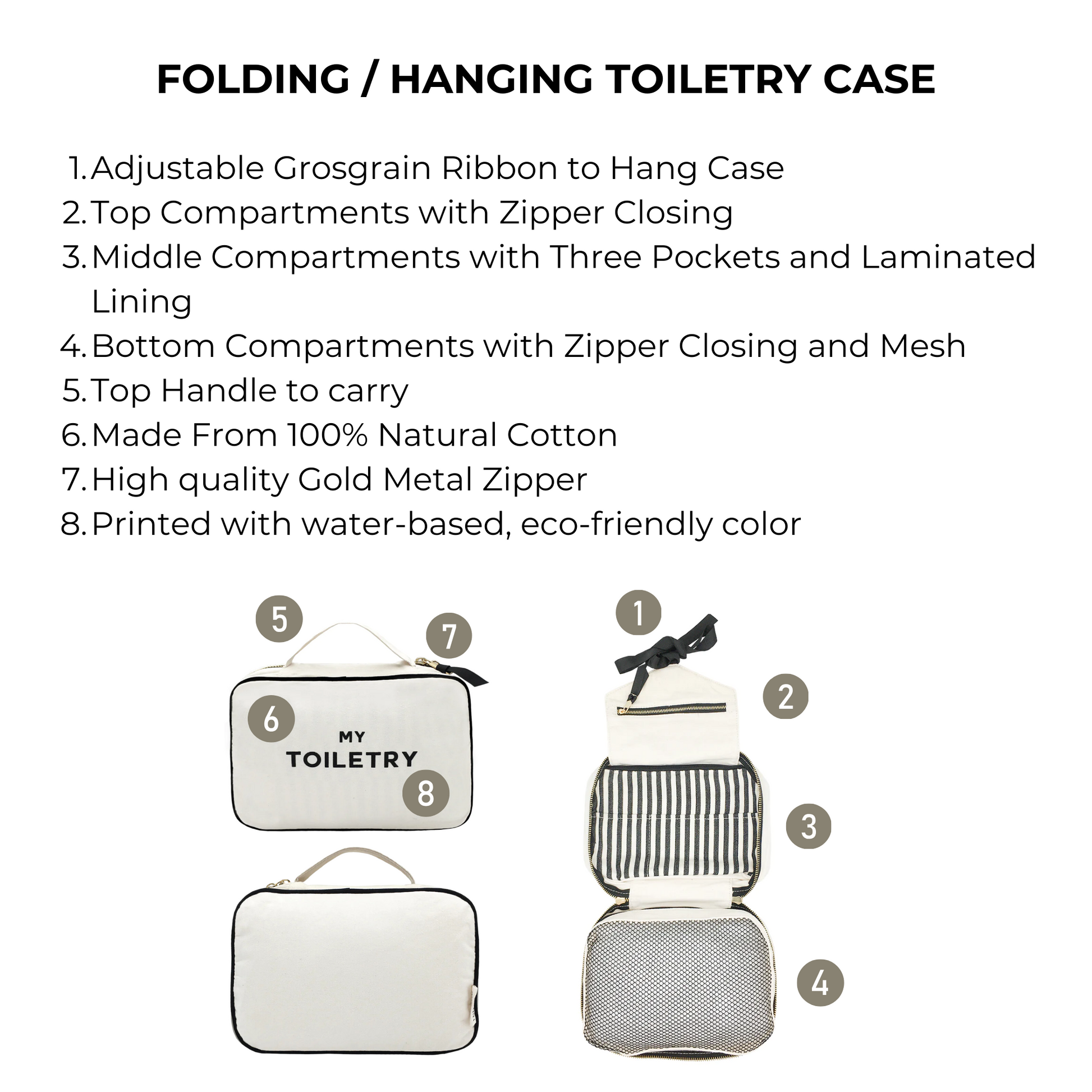 Folding/Hanging Toiletry Case, Cream - Concordia Style Boutique