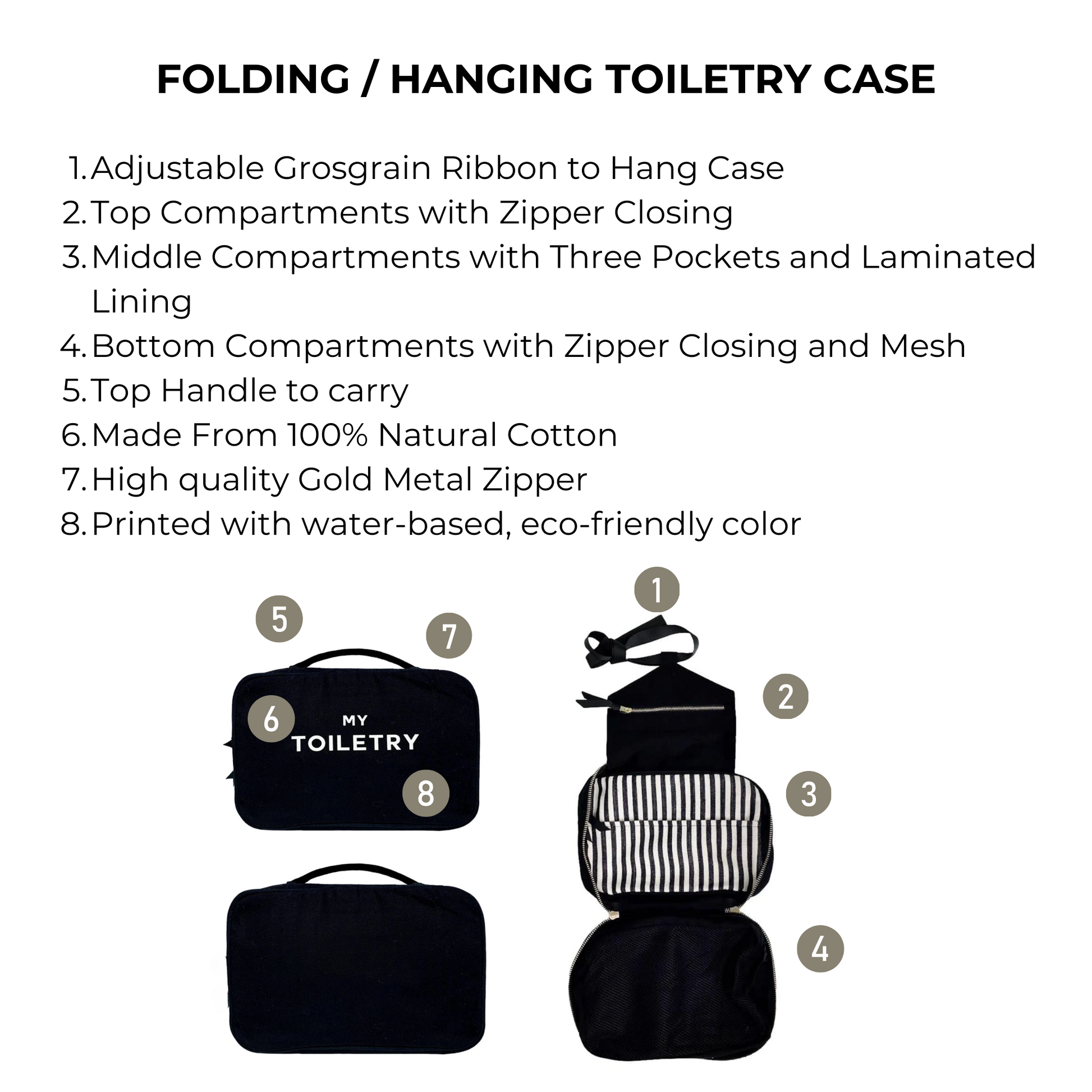 Folding/Hanging Toiletry Case, Black - Concordia Style Boutique